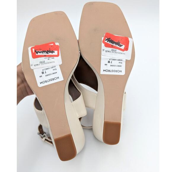 Nordstrom Rack Fonda Women's Ankle Strap Wedge Sandal Ivory Vanilla Size US7M - Picture 7 of 9